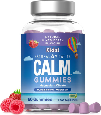 Natural Vitality Calm Kids Magnesium Gummies, Mixed Berry, 2-Month Supply