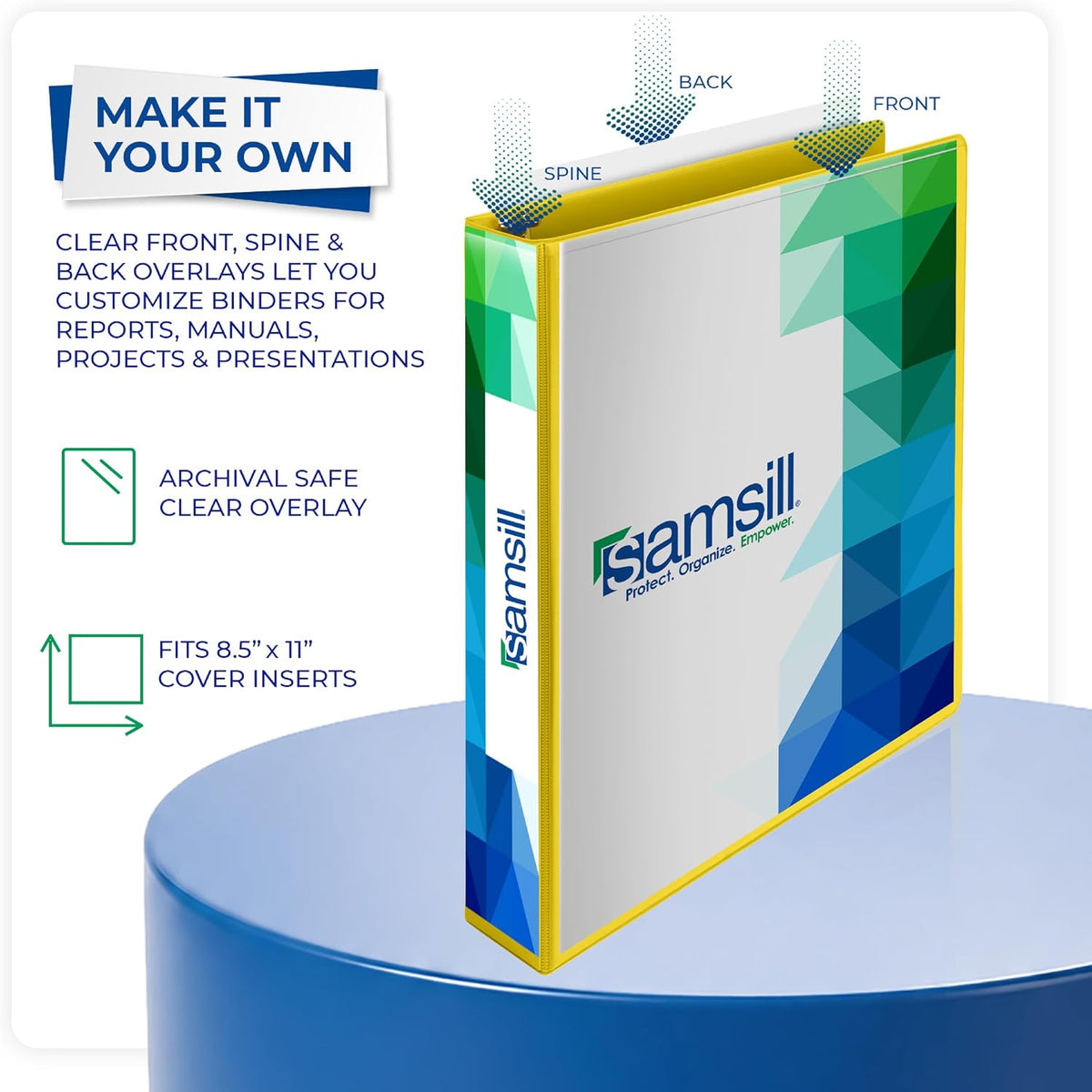 Samsill Durable 1.5 Inch D-Ring Binder, Lemon Yellow — alternate product view