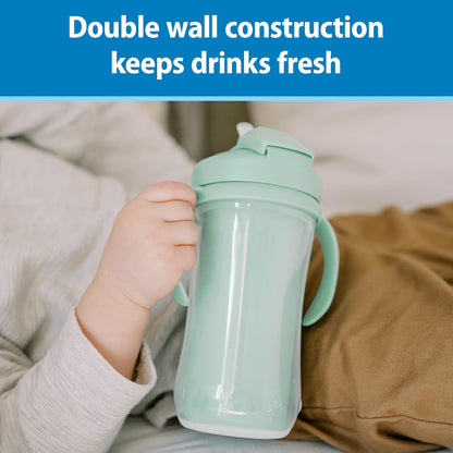 Dr. Brown's Milestones Insulated Straw Cup with Handles, Green, 2 Pack - view 4