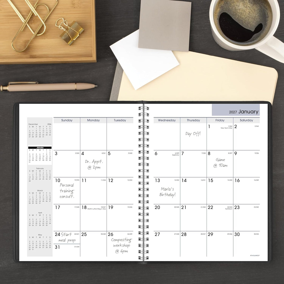 AT-A-GLANCE 2027 DayMinder Monthly Planner, 7 x 8.75 Inch, Black - view 3