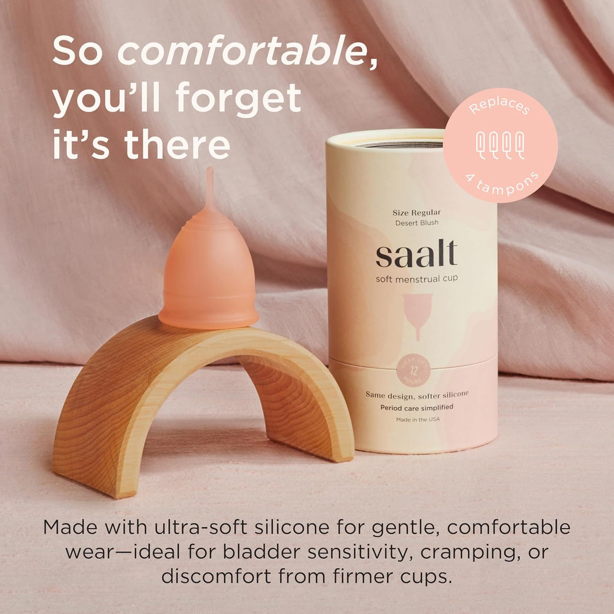 Saalt Soft Menstrual Cup, Small, Desert Blush — alternate product view
