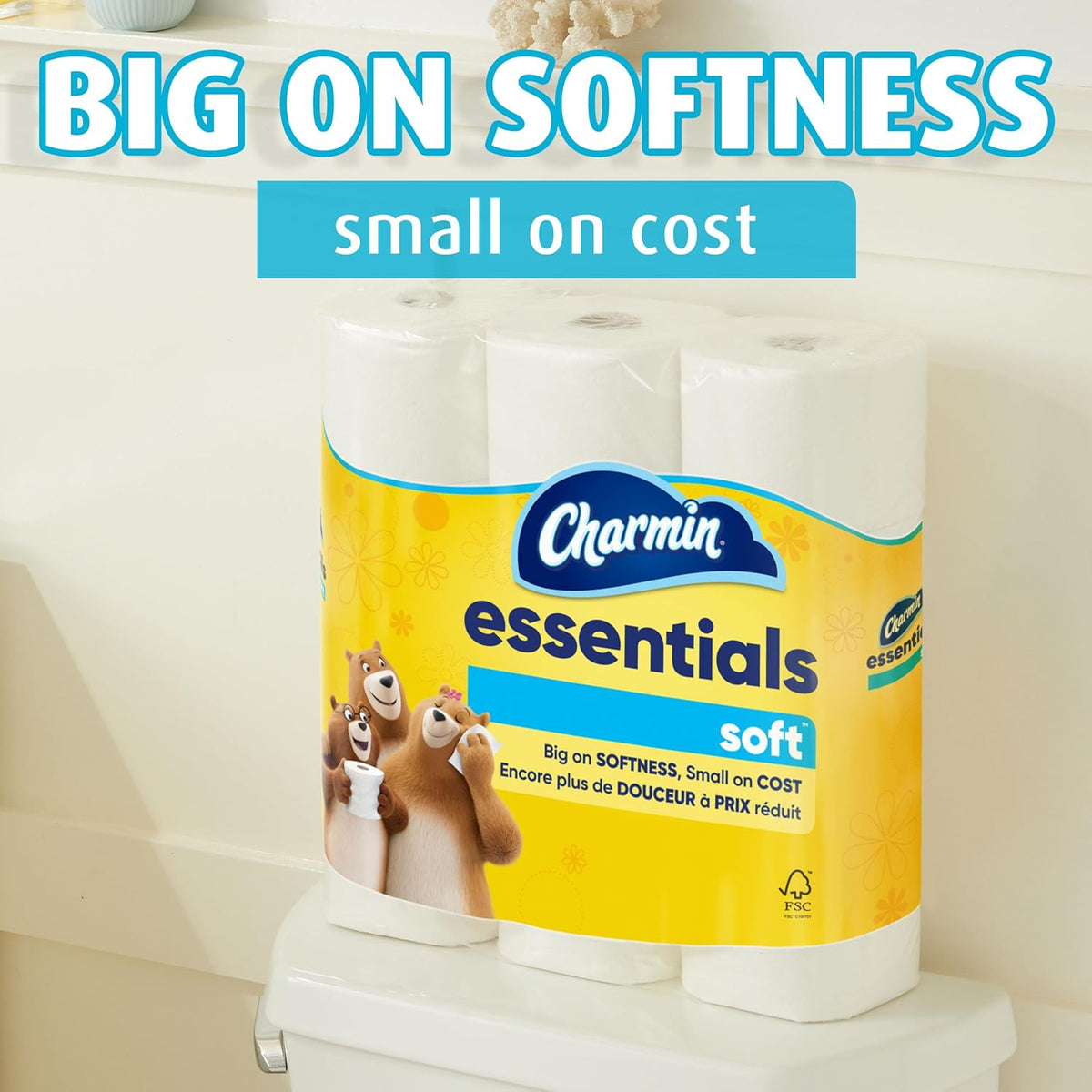 Charmin Essentials Soft Toilet Paper, 6 Mega Rolls, 330 Sheets Each - view 2