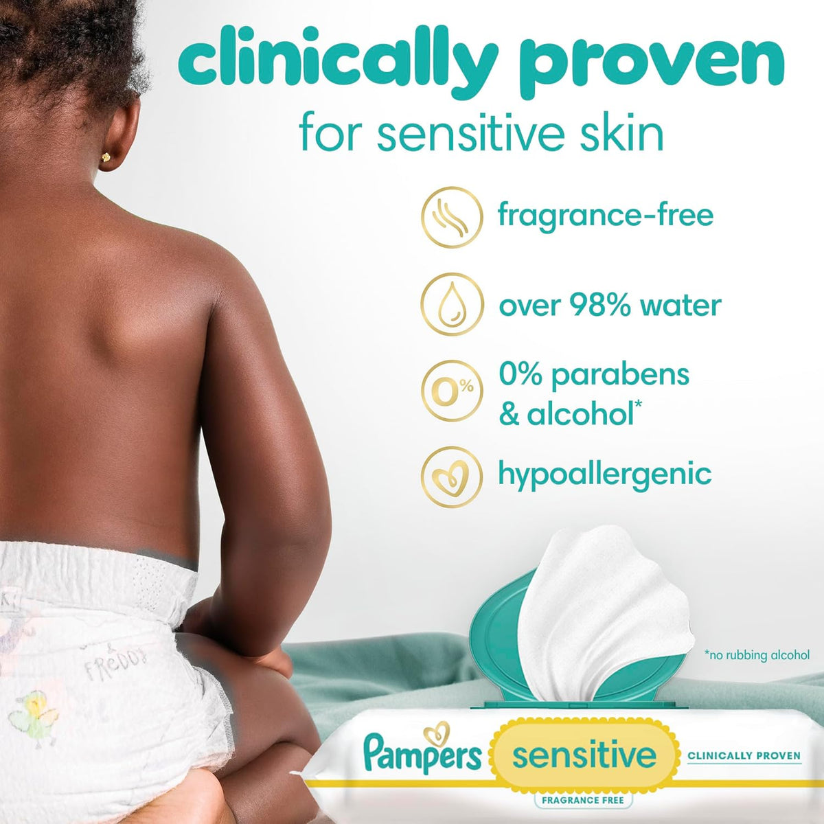 Pampers Sensitive Fragrance-Free Baby Wipes, Pop-Top Pack, 56 Count - view 2
