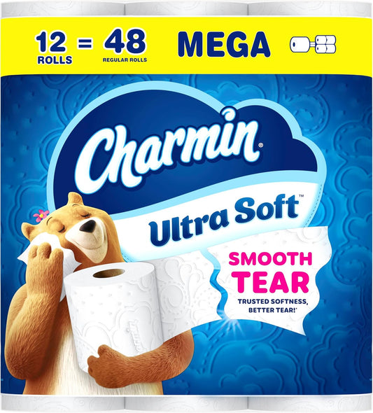 Charmin Ultra Soft Toilet Paper, 12 Mega Rolls, 2-Ply (208 Sheets)