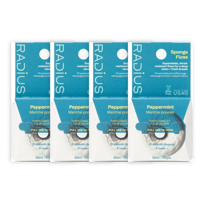 RADIUS Peppermint Dental Floss, 55 Yards (50 m), Pack of 4