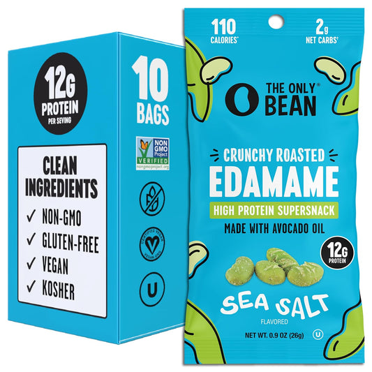 The Only Bean Crunchy Dry Roasted Edamame, Sea Salt, 10 x 0.9 oz Packs