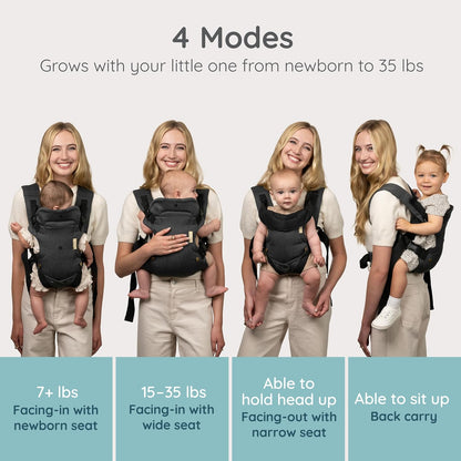 Infantino Flip Luxe 4-in-1 Baby Carrier, 7-35 lbs, Affogato - view 2