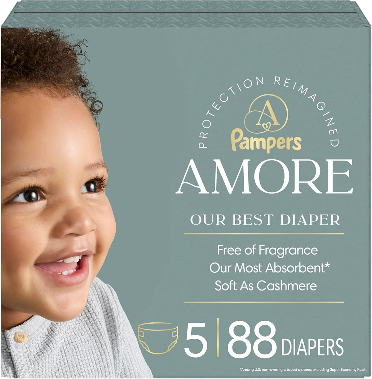 Pampers Amore Nappies, Size 5 (20-37 lbs), 88 Count