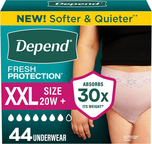 Depend Fresh Protection Incontinence Underwear for Women, XXL, 44 Count