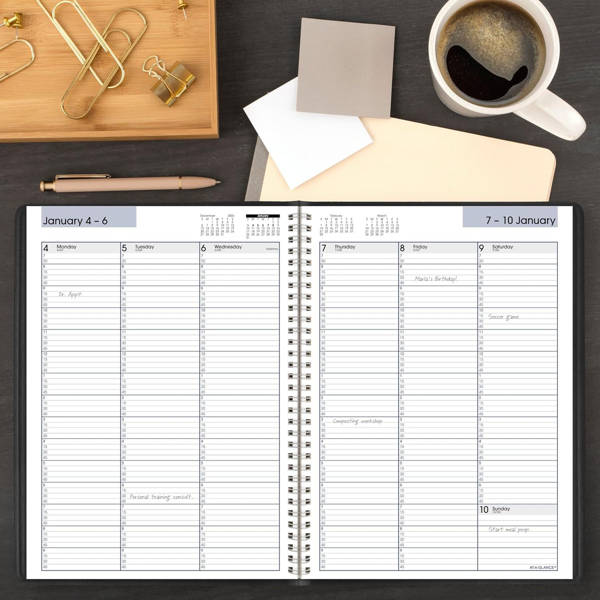 AT-A-GLANCE 2027 DayMinder Weekly Appointment Book, 8 x 11 Inch, Black - view 2