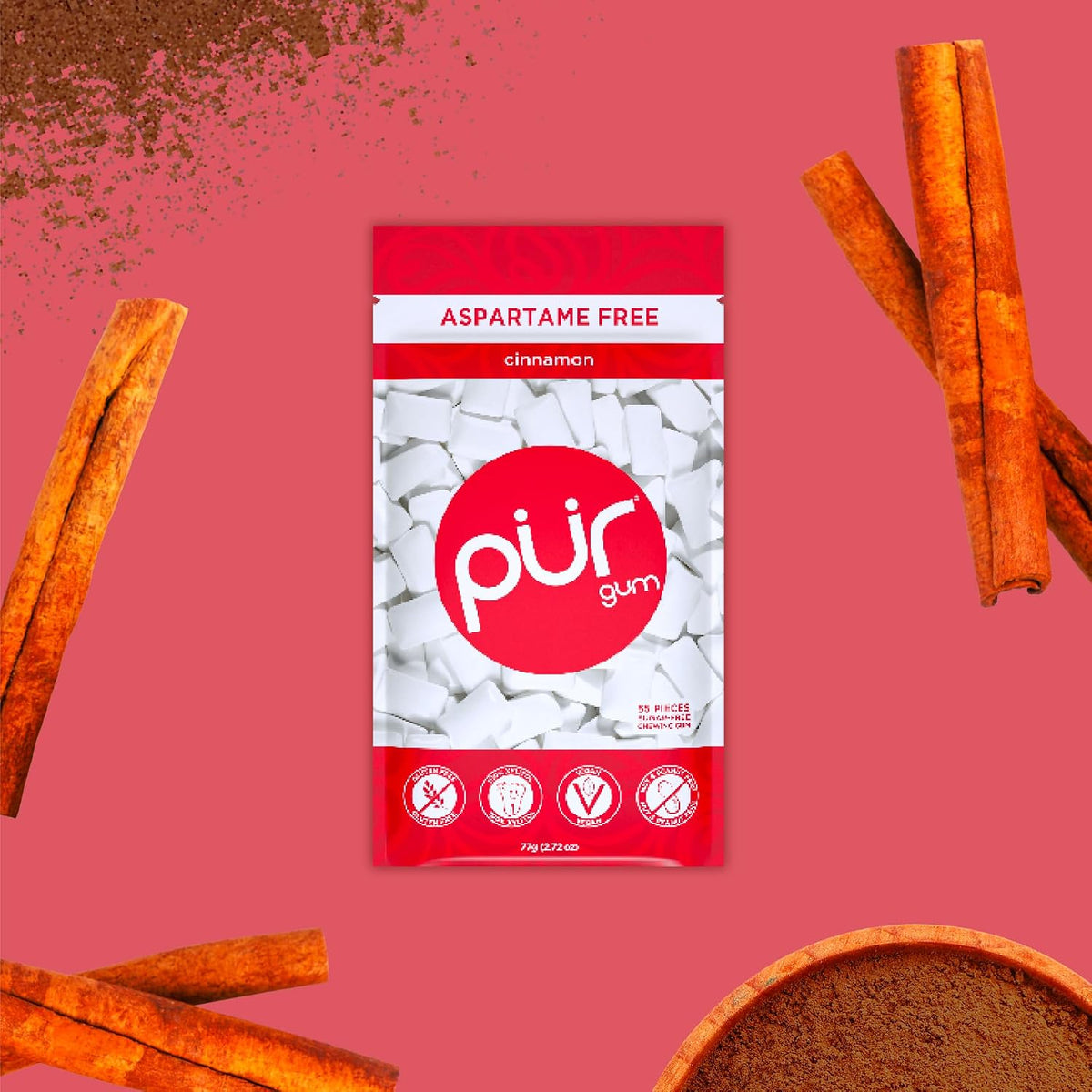 PUR Gum Cinnamon Sugar-Free Xylitol Gum - 165 Count (3 x 55) - view 5