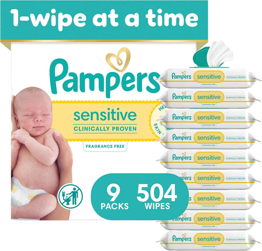 Pampers Sensitive Baby Wipes, Unscented, 504 Wipes Total
