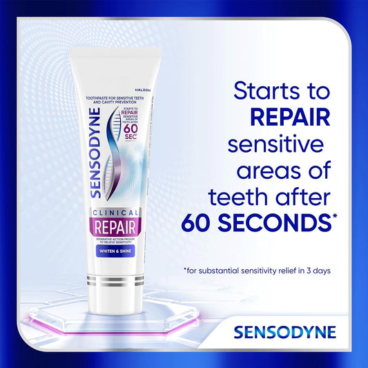 Sensodyne Clinical Repair Whiten and Shine Toothpaste 3.4 oz, Pack of 3 - view 2