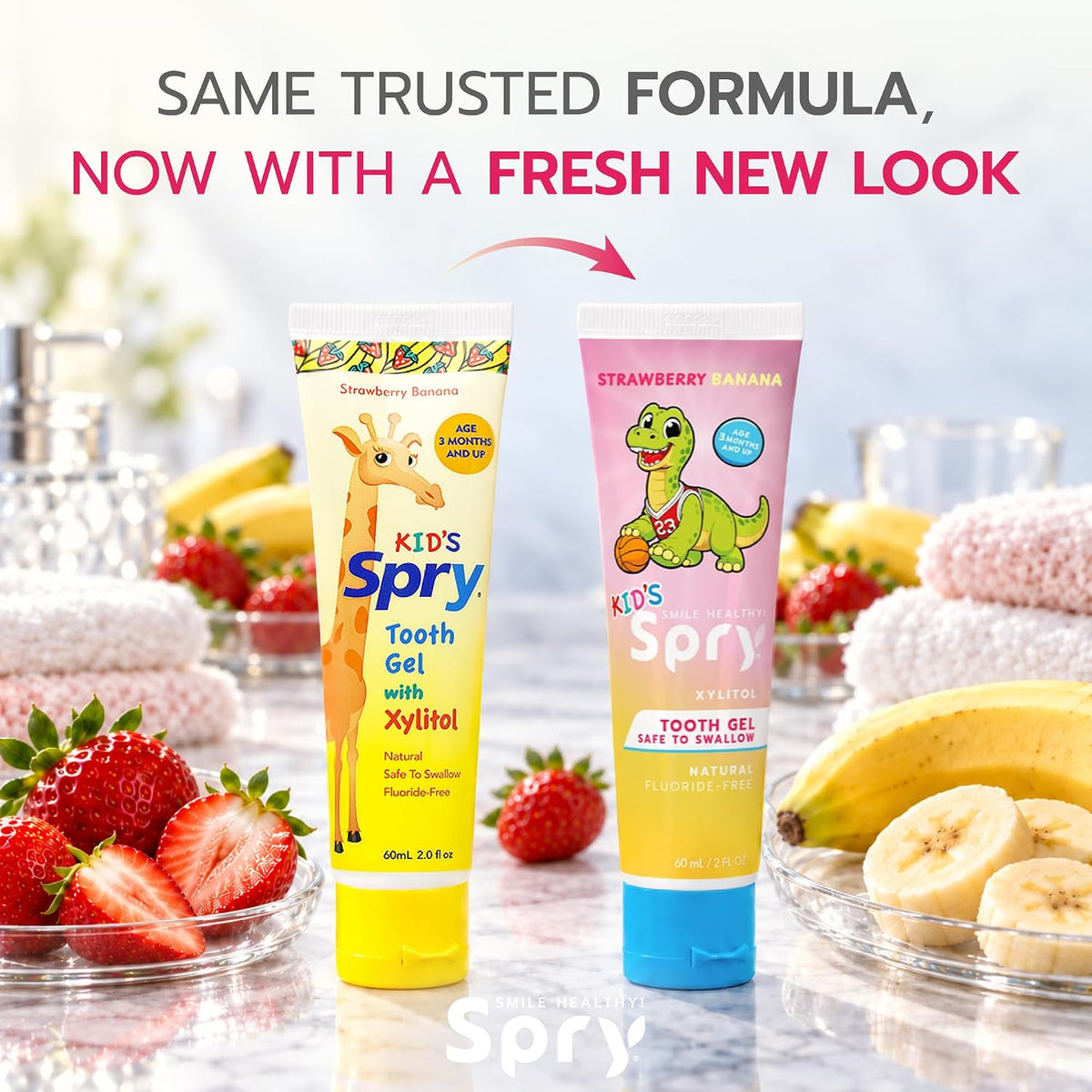 Spry Natural Kids Xylitol Tooth Gel Strawberry Banana 60 ml — alternate product view