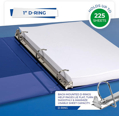 Samsill Durable 1 Inch D-Ring Binder, Blue, Pack of 12 - view 4