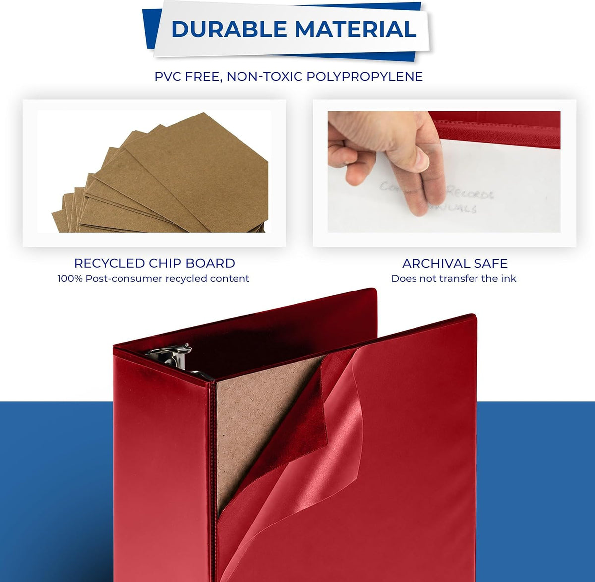 Samsill 5 Inch D-Ring Binder, Red, Pack of 2, Clear View Cover - view 5