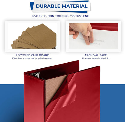 Samsill 5 Inch D-Ring Binder, Red, Pack of 2, Clear View Cover - view 5