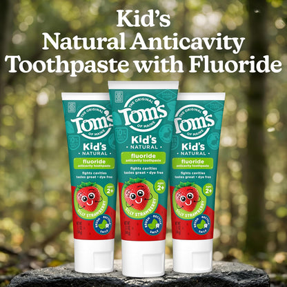 Tom's of Maine Kids Fluoride Toothpaste, Silly Strawberry, 3 x 144 g - view 2