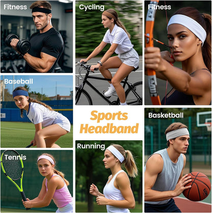 HSEM Wide Elastic Sports Headbands, 6 Pack - view 6