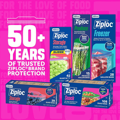 Ziploc Smart Zipper Quart Storage Bags, 80 Count, Clear - view 6