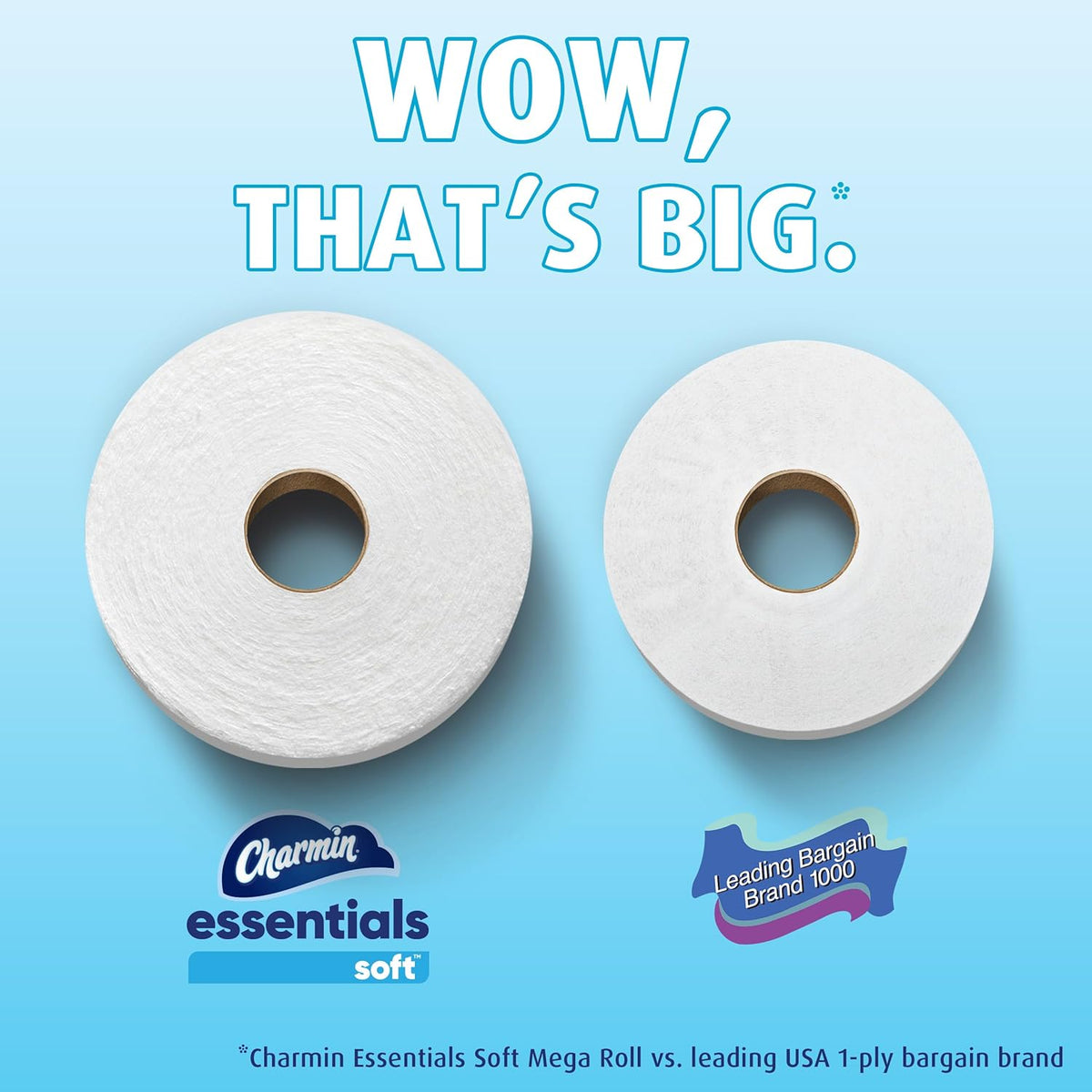 Charmin Essentials Soft Toilet Paper, 6 Mega Rolls, 330 Sheets Each - view 5