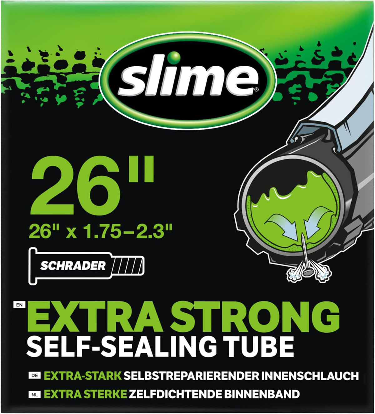 Slime Self-Sealing Bike Inner Tube 26 x 1.75-2.125 Inch, Schrader