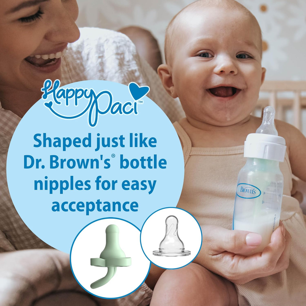 Dr. Brown's HappyPaci Silicone Dummy 0-6m, Grey, Green, Ecru, 4-Pack — alternate product view