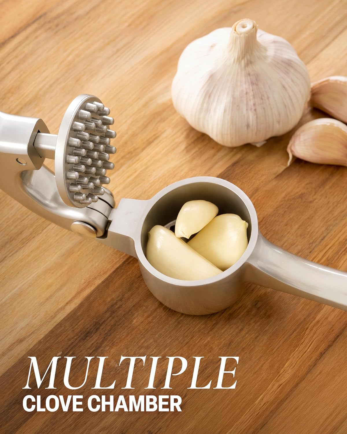 Zulay Kitchen Stainless Steel Garlic Press and Mincer, Silver - view 4