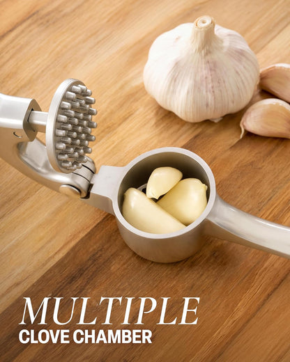 Zulay Kitchen Stainless Steel Garlic Press with Peeler and Brush - view 5
