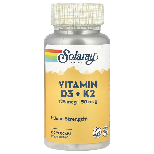 Solaray Vitamin D3 + K2, 120 VegCaps