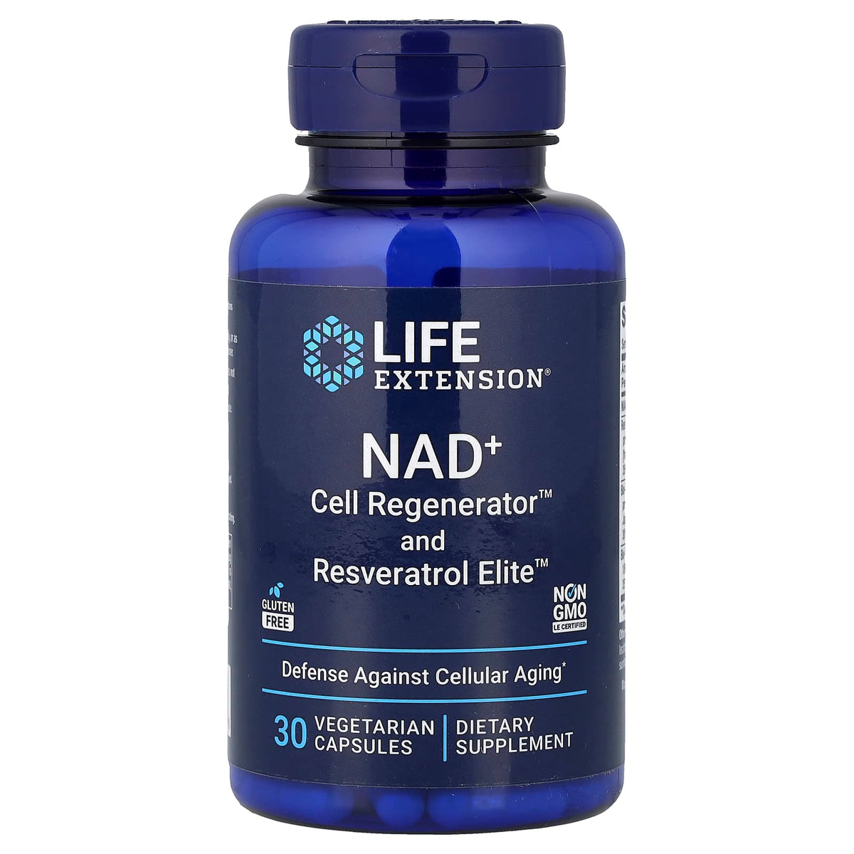Life Extension NAD+ Cell Regenerator and Resveratrol Elite, 30 Veg Capsules