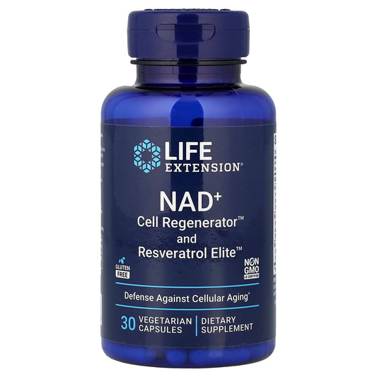 Life Extension NAD+ Cell Regenerator and Resveratrol Elite, 30 Veg Capsules