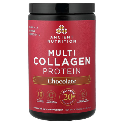 Ancient Nutrition Multi Collagen Protein, Chocolate, 472 g (1.04 lb)