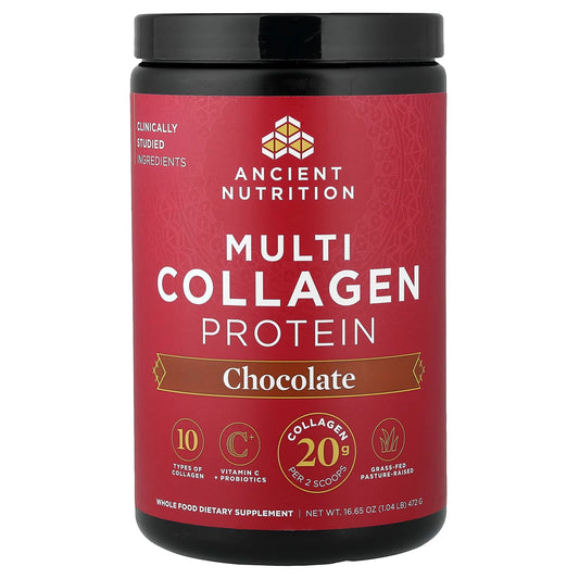 Ancient Nutrition Multi Collagen Protein, Chocolate, 472 g (1.04 lb)