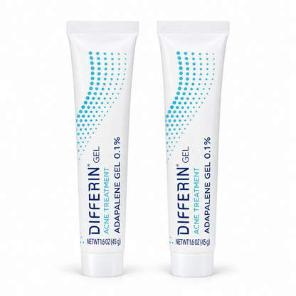 Differin Adapalene Gel 0.1% Acne Treatment 45g Pack of 2 - Two tubes side by side.