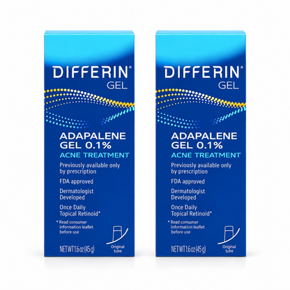 Differin Adapalene Gel 0.1% - Two product boxes side by side