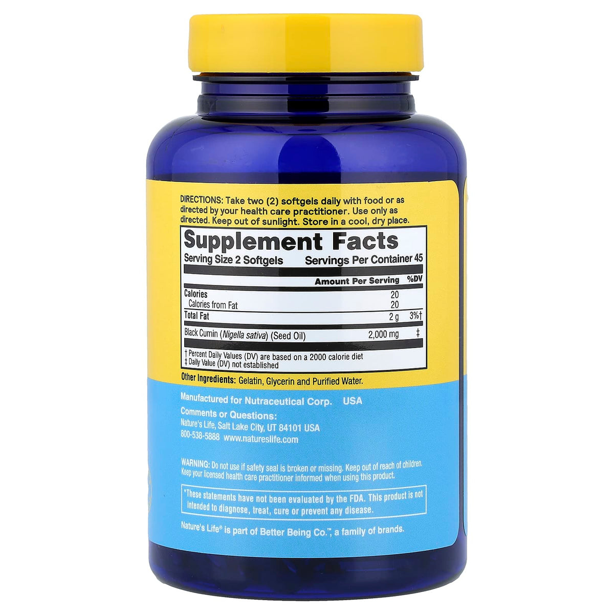 Nature's Life Black Seed Oil, 90 Softgels - view 2