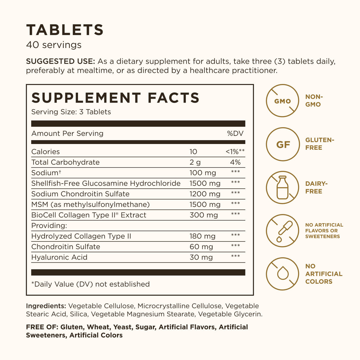 Solgar Glucosamine Hyaluronic Acid Chondroitin MSM, 60 Tablets - view 3
