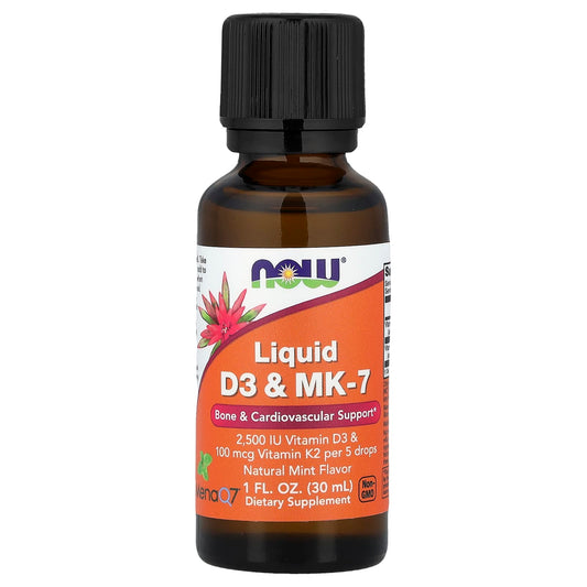 NOW Foods Liquid D3 & MK-7, Natural Mint, 30 ml (1 fl oz)