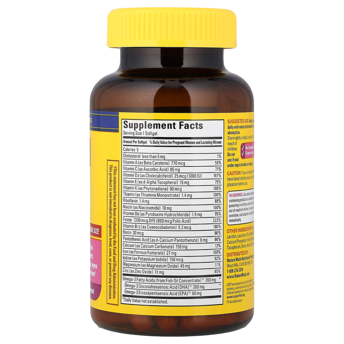 Nature Made Prenatal Folic Acid + DHA, Orange, 90 Softgels - view 2