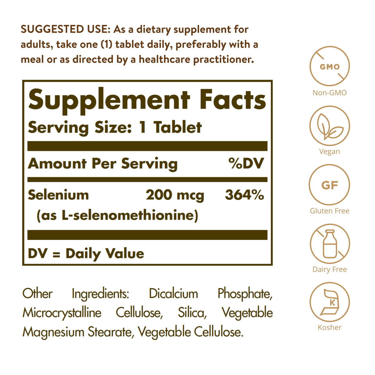 Solgar Selenium Yeast-Free 200 mcg 250 Tablets - view 3