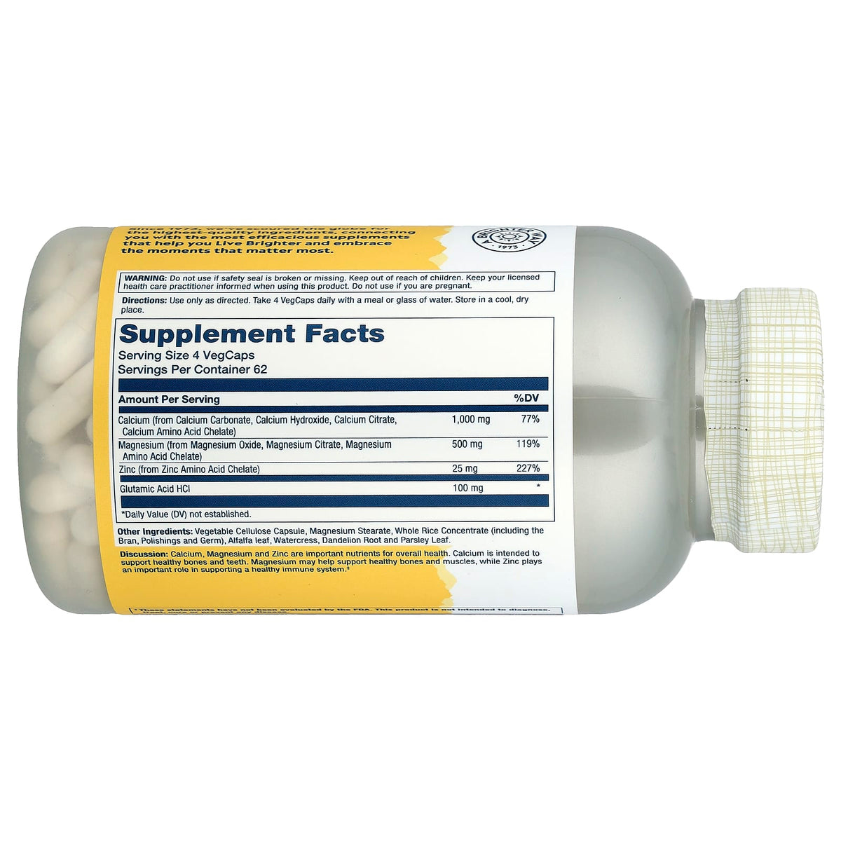 Solaray Calcium Magnesium Zinc, 250 VegCaps - view 2