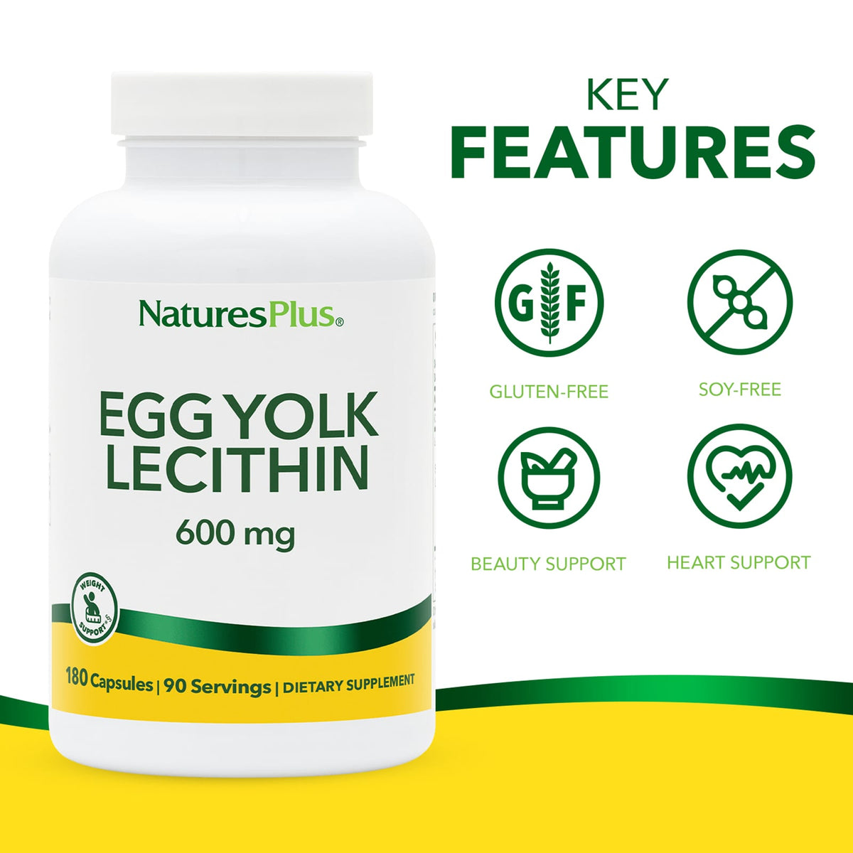 NaturesPlus Egg Yolk Lecithin, 180 Capsules - view 3