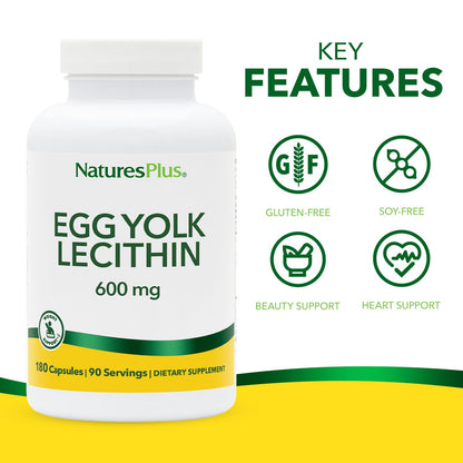 NaturesPlus Egg Yolk Lecithin, 180 Capsules - view 3