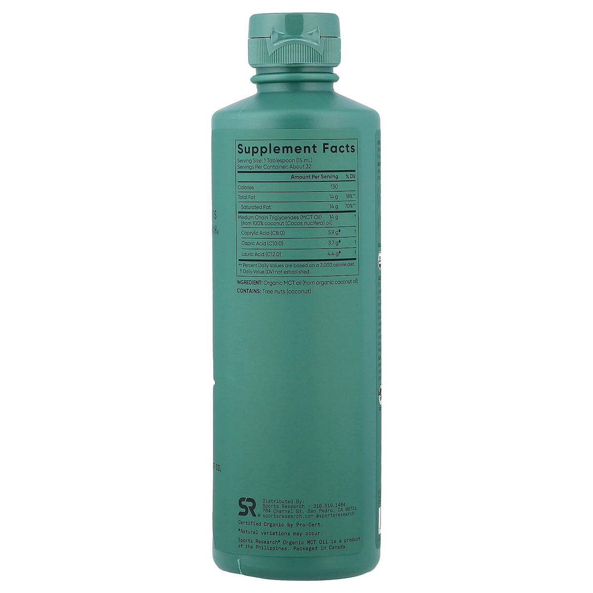 Sports Research Organic MCT Oil, C8 + C10 + C12, 16 fl oz (473 ml) - view 2
