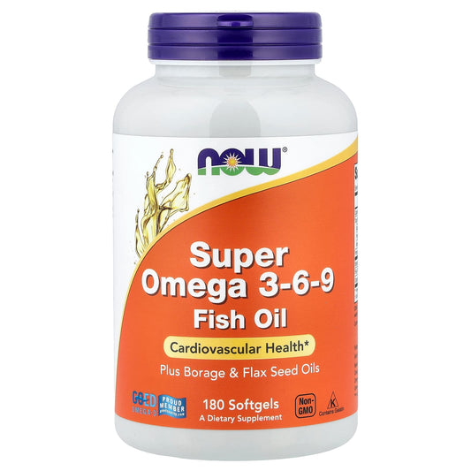 NOW Foods Super Omega 3-6-9 Fish Oil, 180 Softgels