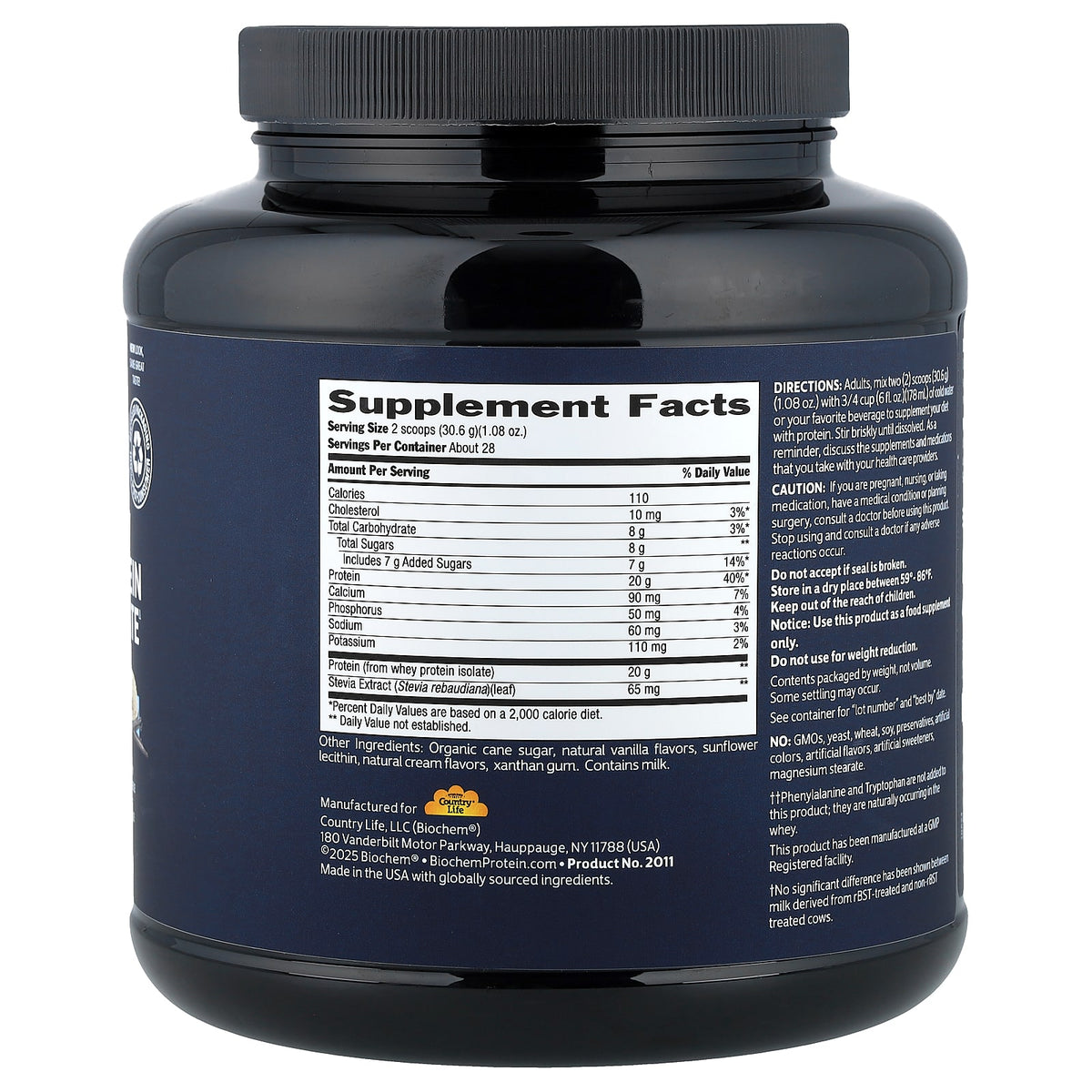 Biochem 100% Whey Isolate Protein Powder, Vanilla, 857 g (1.8 lb) - view 2