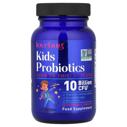 LoveBug Kids Probiotics 4+ Years, Berry, 10 Billion CFU, 30 Chewable Tablets - view 3