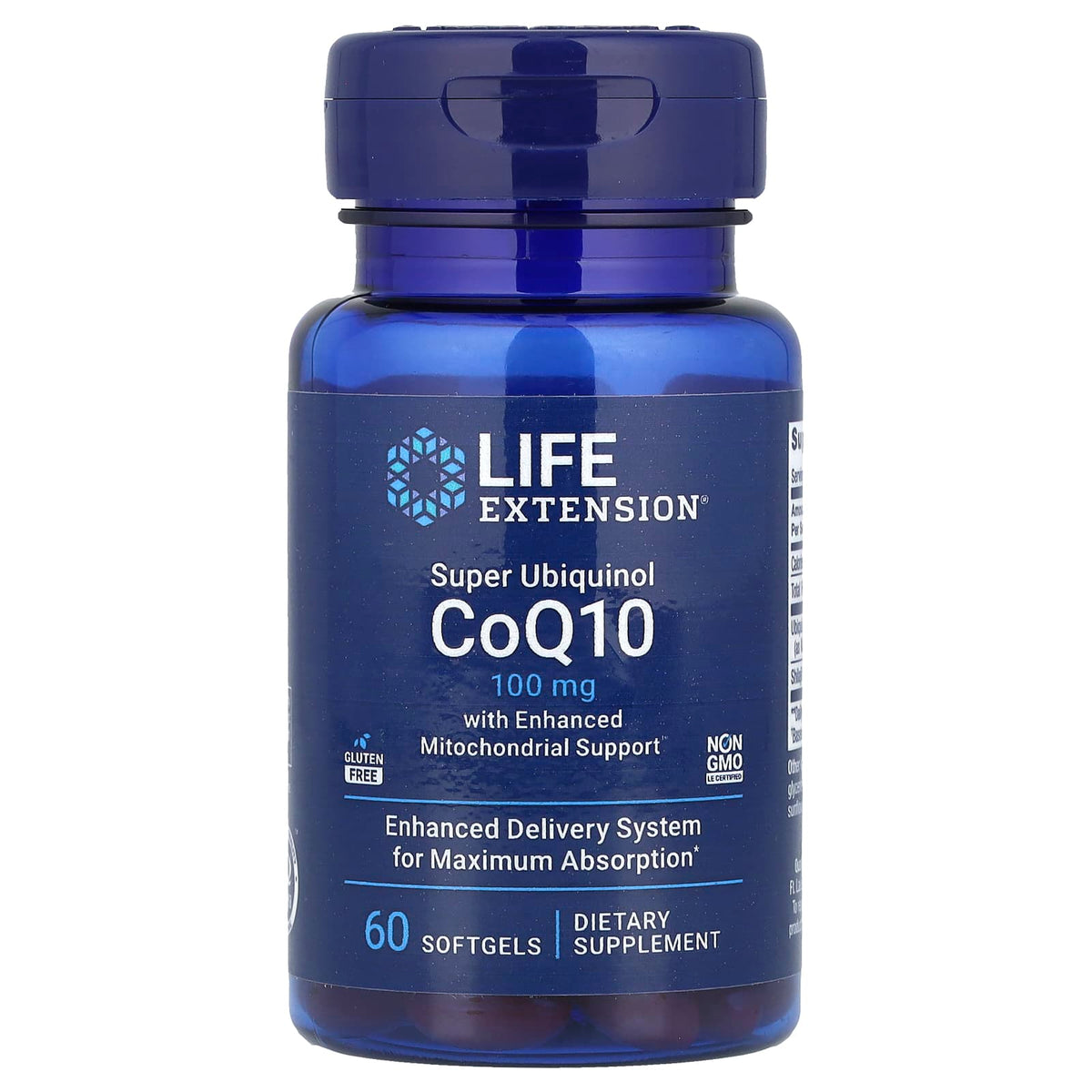 Life Extension Super Ubiquinol CoQ10 Mitochondrial Support, 100 mg, 60 Softgels — product view