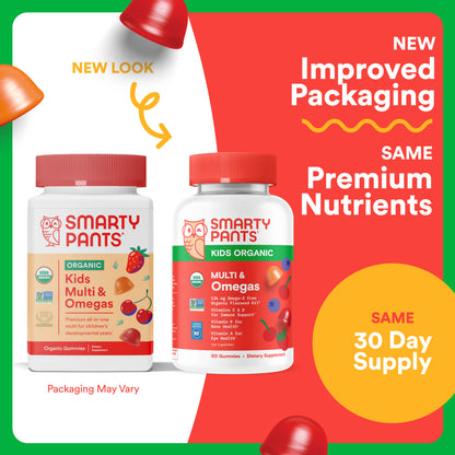 SmartyPants Kids Organic Multi & Omegas, Mixed Berry and Cherry, 120 Gummies - view 5